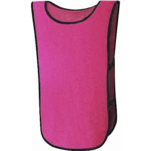 A training vest in bright pink with black trim and adjustable straps on the sides.