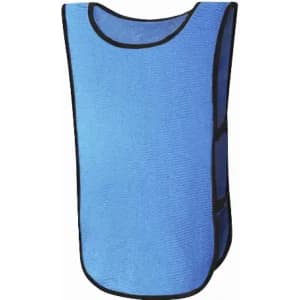 A blue training vest featuring a black trim and adjustable straps on the sides. It has a simple design and no visible branding.