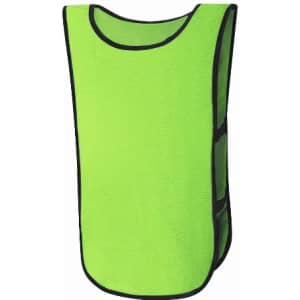 A green training vest with black trim, featuring open sides for breathability.