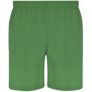 A pair of green shorts with an elastic waistband, featuring a simple and clean design.