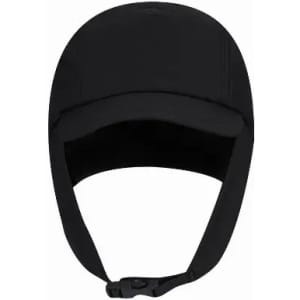 A black cap with a curved brim and an adjustable strap at the back, featuring no visible branding.