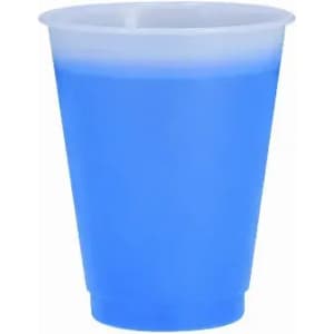 A drink bottle in a vibrant blue colour with a smooth finish, featuring a logo.