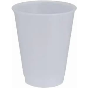 A drink bottle in a plain white design, featuring a slight taper at the base and a smooth surface.