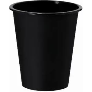 A drink bottle in a sleek black design with a rounded shape. It features a logo on the surface.