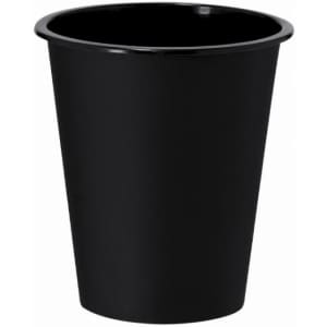 A black plastic cup with a tapered design and no branding.