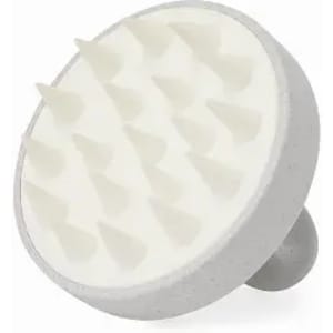 A bath brush with a grey handle and white bristles, featuring multiple pointed spikes for exfoliation.