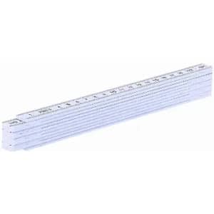 A white measuring tape with markings for length measurements. It features a flexible design for easy use.