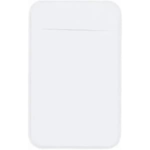 A rectangular, white drink bottle with a smooth surface and a logo on the side.