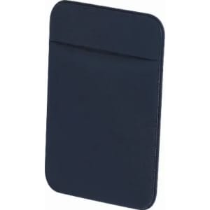 A drink bottle carrier in navy blue with a sleek, minimalist design and a slot for easy handling.