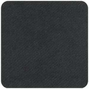 A black square coaster with a textured surface. It features rounded corners and a matte finish.
