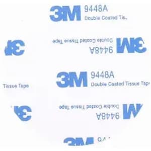 A roll of double-coated tissue tape displayed with blue and white branding on a light background.