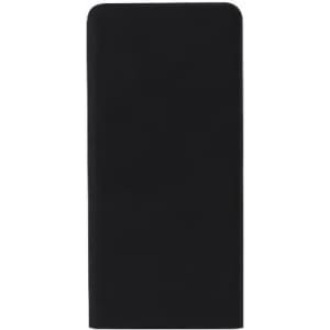 A drink bottle in matte black with a sleek, minimalist design and a subtle logo on the front.