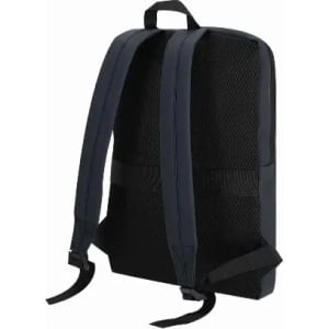 A backpack featuring a dark navy exterior with a mesh back and adjustable straps. It has a simple design and no visible branding.