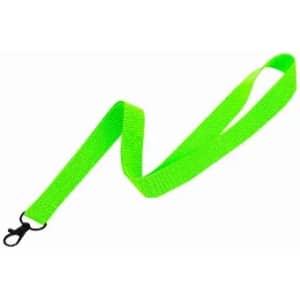 A lanyard in bright green with a clip attachment for holding items securely.