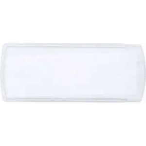 A drink bottle in a sleek white design with a curved shape and a subtle logo.