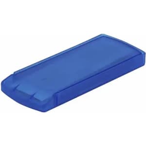 A blue plastic product with a rectangular shape, featuring rounded edges and a smooth surface. It has a logo.