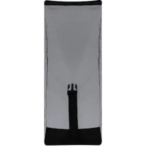 A drink bottle in a sleek transparent grey design with a black base and a clip for easy attachment.