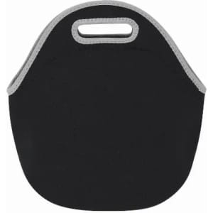 A drink bottle holder in black with grey trim and a carry handle. Features a sleek, minimalist design.