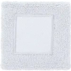 A white square cloth with a textured border, featuring a smooth centre. It has a soft, fluffy appearance.