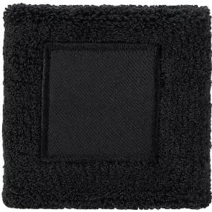 A square black cloth with a textured surface and a smooth patch in the centre. It features a logo.