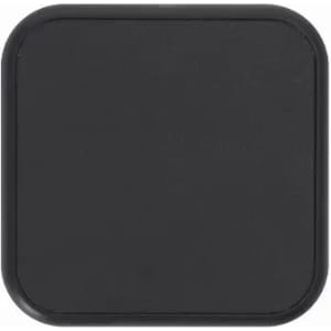 A black square drink bottle featuring a smooth surface and rounded edges. It includes a logo on the side.