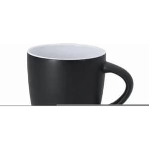 A drink bottle featuring a sleek black outer finish with a white interior, designed with a comfortable handle.