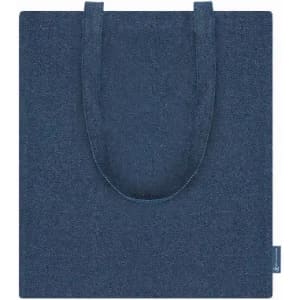 A navy blue tote bag with two handles and a simple design. The bag has a small logo on one side.