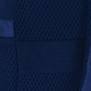 A product featuring woven mesh fabric in shades of dark blue, with textured and smooth material sections.