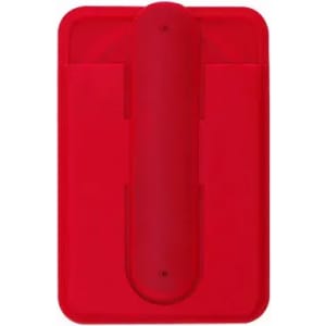 A red drink bottle with a sleek design, featuring a central cap and a logo on its surface.