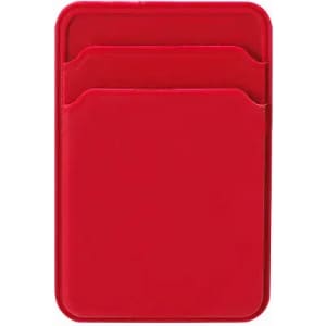 A red cardholder with two slots for storing cards. It has a sleek and minimalist design.