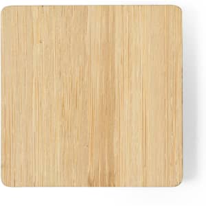 A square bamboo coaster with a smooth, natural wood finish, featuring rounded corners.