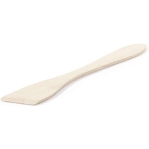 A wooden spatula with a flat edge, featuring a smooth finish and a comfortable grip, in a light wood colour.