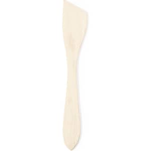 A wooden paddle pop stick, featuring a smooth, light-coloured finish and an ergonomic shape.
