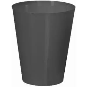 A drink bottle in a sleek, dark grey colour with a simple design and a logo on it.