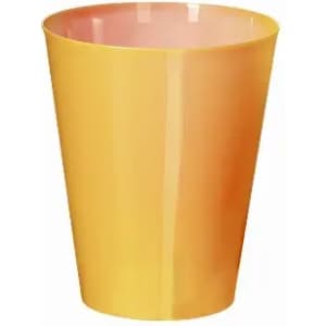 A drink bottle in a gradient of yellow and pink, featuring a smooth, modern design with a logo.
