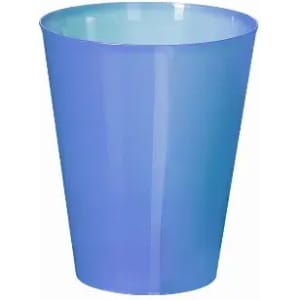 A drink bottle in a gradient of light blue to deep blue, featuring a smooth, glossy finish and a rounded shape.