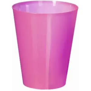 A pink drink bottle with a smooth surface and a simple design. It features a logo on its side.
