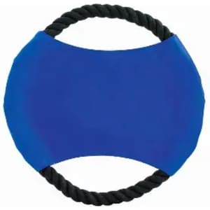 A blue swim training aid with a black rope handle. The product features a smooth surface and ergonomic design.