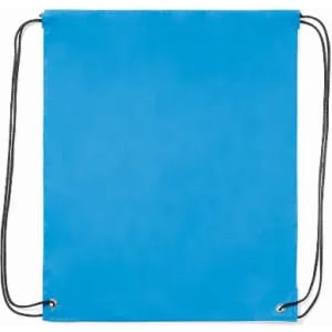 A drawstring bag in vibrant blue with black cords at the sides, featuring no visible logos or designs.