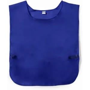 A blue training vest made of lightweight fabric, featuring a round neck and adjustable side ties.
