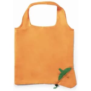 An orange tote bag with a green accent at the bottom and a single handle for carrying.