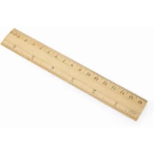 A wooden ruler measuring 30 centimetres with clear markings in both centimetres and inches.