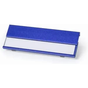 A blue promotional product with a sleek design and a space for branding.