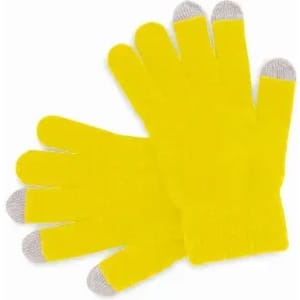 A pair of bright yellow gloves with grey fingertips, designed for enhanced grip and dexterity.