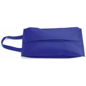 A blue promotional bag with a handle and a zip compartment. It features a plain design without logos.