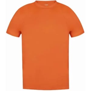 An orange short-sleeved T-shirt with a crew neckline and no visible branding.