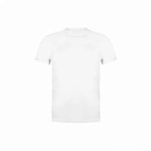 A plain white t-shirt displayed on a white background. The shirt has short sleeves and a crew neckline.