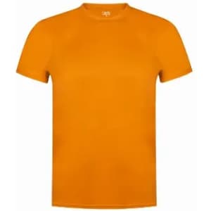 An orange short-sleeve t-shirt with a round neck and no visible logos.
