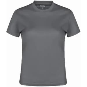 A grey t-shirt with a crew neck and short sleeves. It has a simple design and no visible branding.
