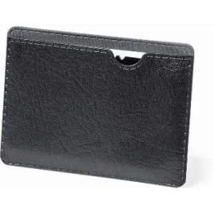 A black cardholder with a textured surface and a slot at the top for easy access to cards.